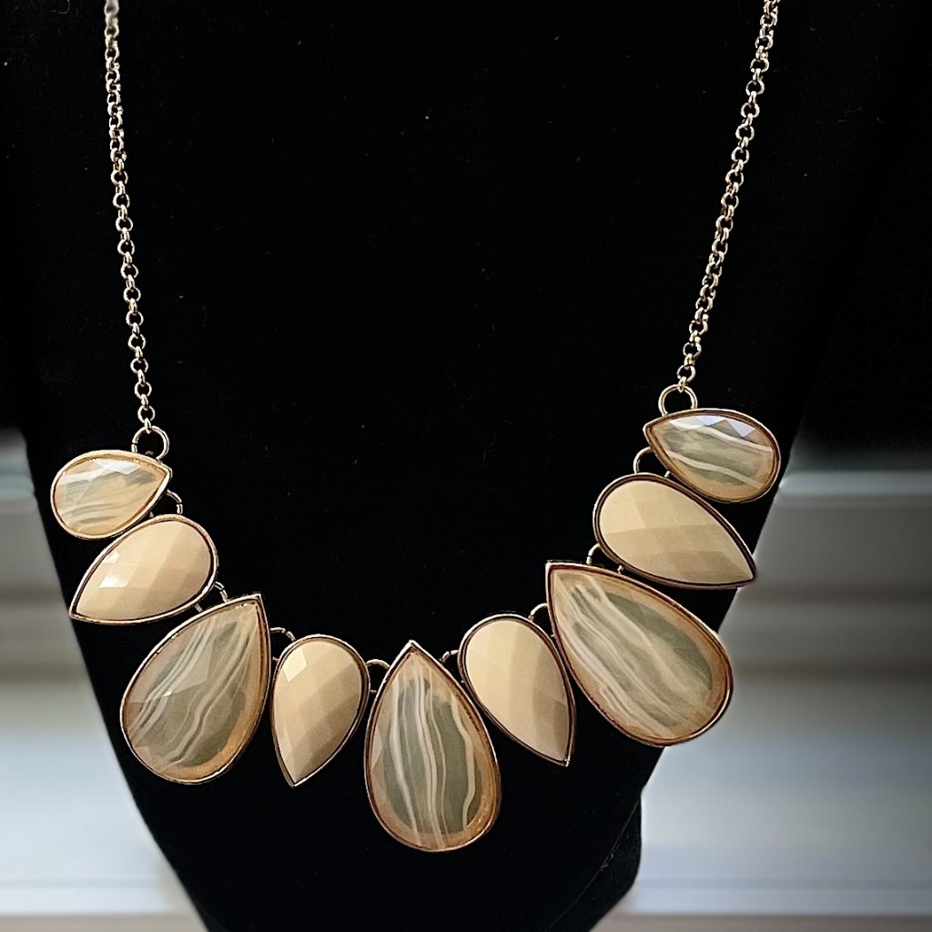 Vtg Signed Charter Club Citrine Caboshon Bib Necklace Luxurious And Rare 33$